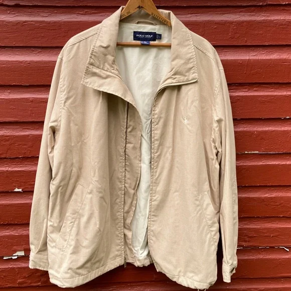 Ralph Lauren POLO Golf Vintage Tan & Cream Houndstooth Cotton Jacket Mens Size L - Picture 5 of 14